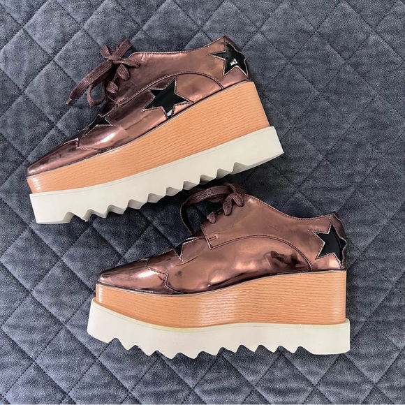 Stella McCartney Elyse Shoes Womens 5 35 Star Platform Bronze Metallic - Picture 5 of 15